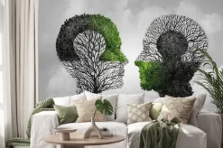 Naklejka: Dwie głowy z gałęzi drzew