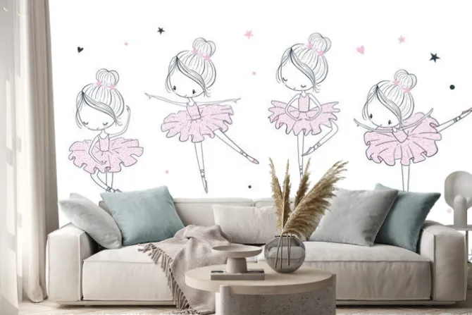 Naklejka: Dziecięcy wzór z tańczącą primą baleriną