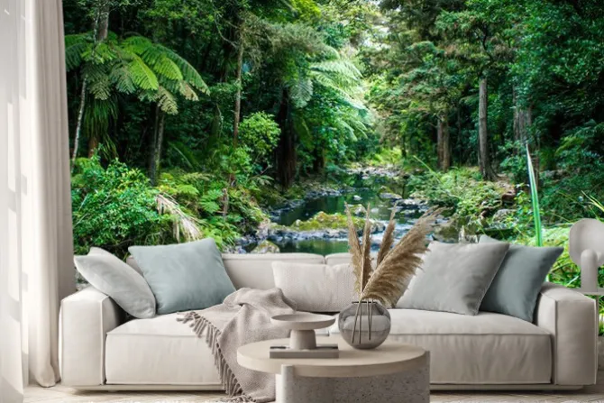 Naklejka: Dzika rzeka w tropikalnym lesie deszczowym