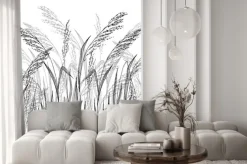 Naklejka: Dzikie trawy na łące w stylu rysunkowym