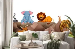 Naklejka: Dzikie zwierzęta przy stawie