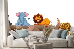 Naklejka: Dzikie zwierzęta przy stawie