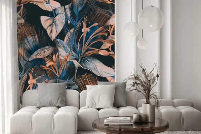 Naklejka: Egzotyczne liście w jesiennych kolorach