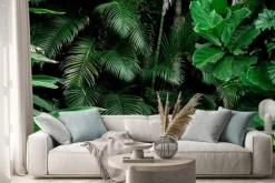 Naklejka: Egzotyczne zielone liście palmy w tropikalnej dżungli