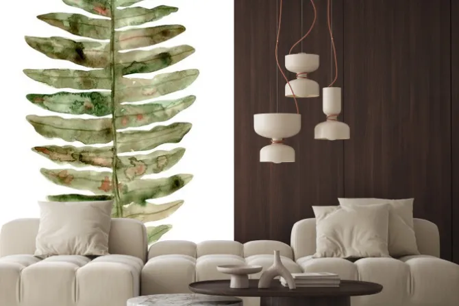 Naklejka: Fern. watercolor illustration isolated on white backgrounde..floral