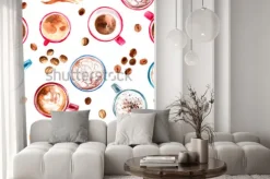 Naklejka: Filiżanki kawy tworzące wzór w stylu akwarelowym