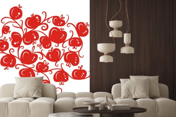 Naklejka: Floral ornamnet z czerwonych jabłek dla swojego projektu