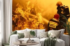 Naklejka: Gaszenie pożaru przez strażaków