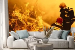 Naklejka: Gaszenie pożaru przez strażaków