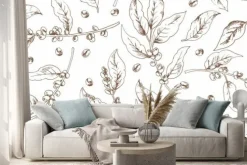 Naklejka: Gałązki kawy w stylu rysunkowym