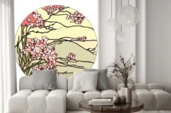 Naklejka: Gałązki kwitnącej wiśni w formie witrażu