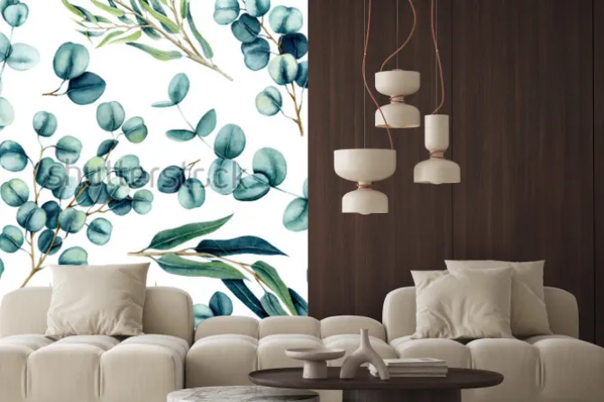 Naklejka: Gałązki oliwne i eukaliptusowe