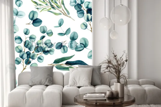 Naklejka: Gałązki oliwne i eukaliptusowe