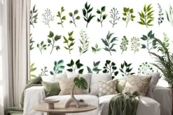 Naklejka: Gałązki roślin na białym tle w stylu botanicznym