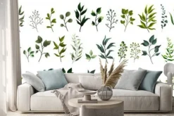 Naklejka: Gałązki roślin na białym tle w stylu botanicznym