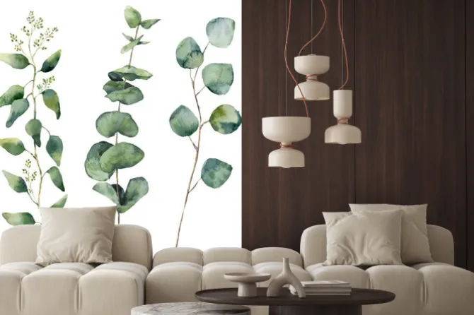 Naklejka: Gałązki z zielonymi liśćmi