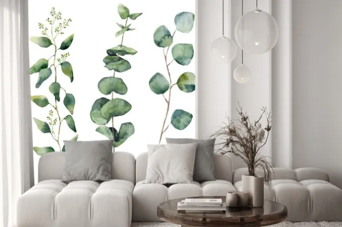 Naklejka: Gałązki z zielonymi liśćmi