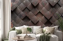 Naklejka: Geometryczna grafika z teksturą metalu 3d