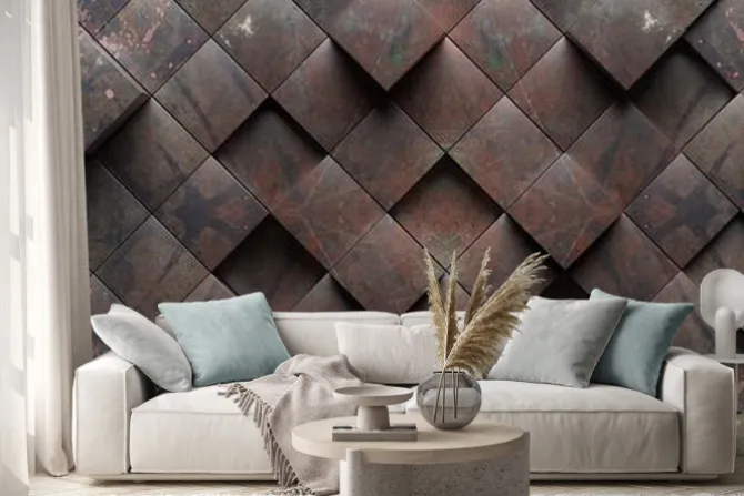 Naklejka: Geometryczna grafika z teksturą metalu 3d