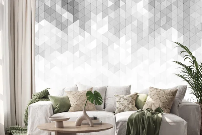 Naklejka: Geometryczna grafika w odcieniach bieli i szarości