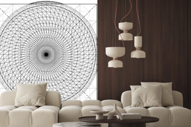 Naklejka: Geometryczne skrzyżowaniu sphere cube i wektor