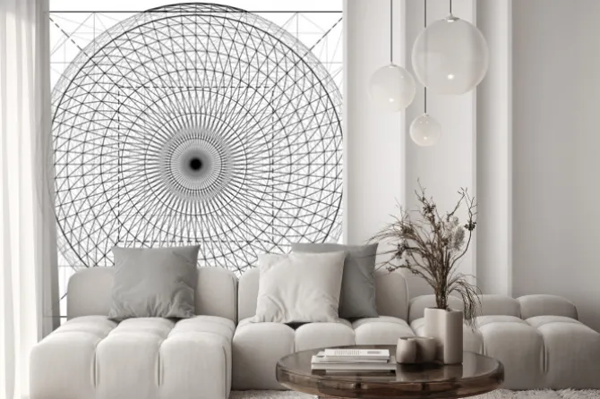 Naklejka: Geometryczne skrzyżowaniu sphere cube i wektor