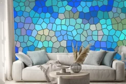 Naklejka: Geometryczny niebieski witraż