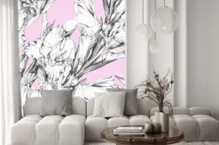 Naklejka: Gladiolus watercolor illustration pattern