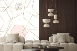 Naklejka: Gold glitter and marble hexagons template with geometric shapes