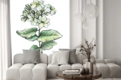 Naklejka: Grafika, gałązka jaśminu (jasminum sambac, arabski jaśmin) z