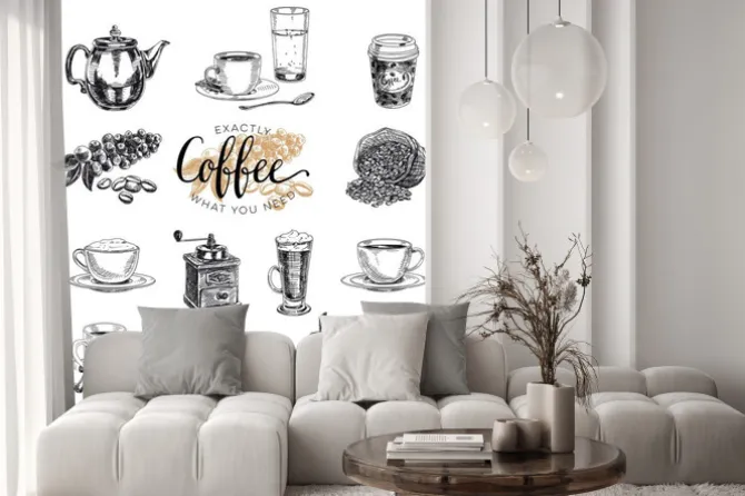 Naklejka: Grafika z kawą w stylu vintage