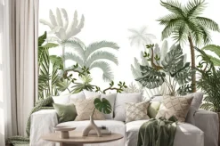 Naklejka: Grafika z tropikalną roślinnością na białym tle