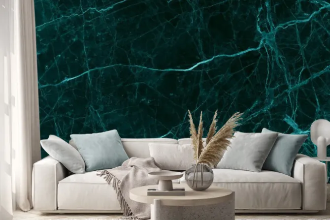 Naklejka: Green emerald marble texture background with high resolution