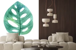 Naklejka: Green leaves of monstera from humid rainforest.