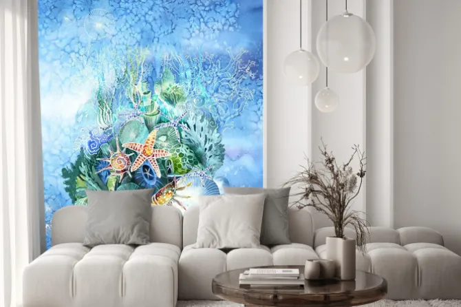 Naklejka: Grotto. the fairy-tale palace of the little mermaid in the fantastic