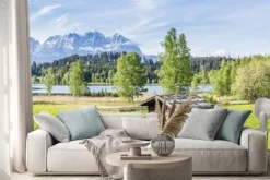 Naklejka: Górska łąka z chatą