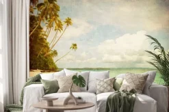 Naklejka: Grunge obraz tropikalnej plaży