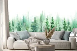 Naklejka: Iglasty las na akwareli