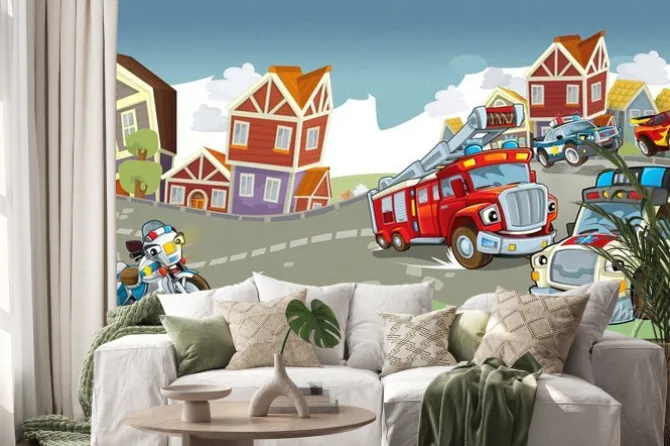 Naklejka: Ilustracja - cartoon pojazdy dla dzieci