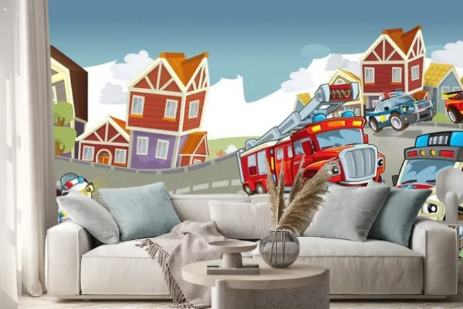 Naklejka: Ilustracja - cartoon pojazdy dla dzieci