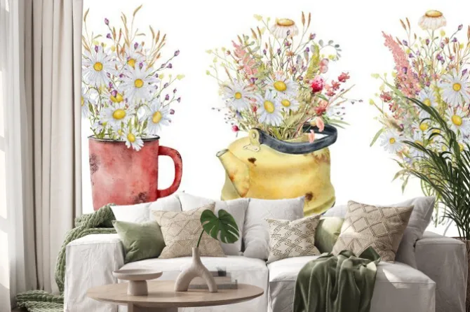 Naklejka: Ilustracja bukiety z dzikich kwiatów