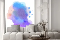 Naklejka: Ilustracja kobiety salon kosmetyczny plus streszczenie akwarela.