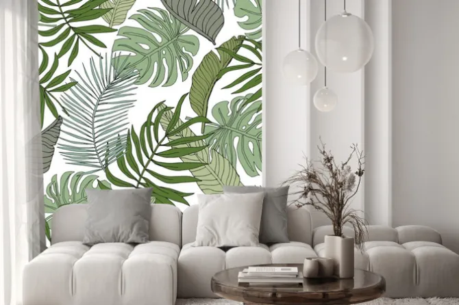 Naklejka: Ilustrowane liście tropikalne