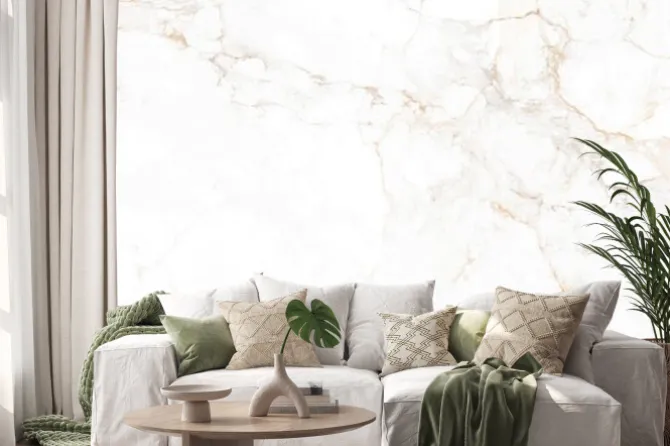 Naklejka: Imitacja białego marmuru z różowymi żyłkami