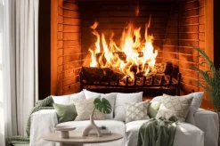 Naklejka: Imitacja palącego się kominka