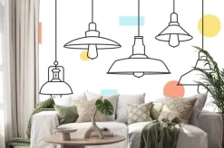 Naklejka: Industrial loft metal pendant light hanging lamp edison bulb