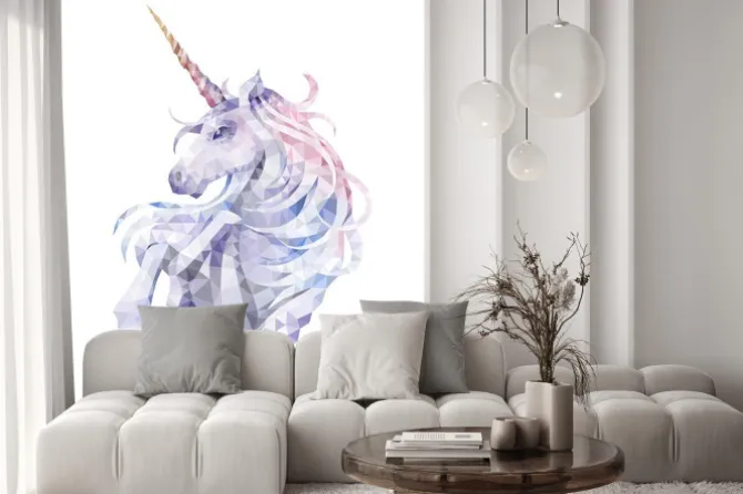 Naklejka: Jednorożec w geometryczne wzory