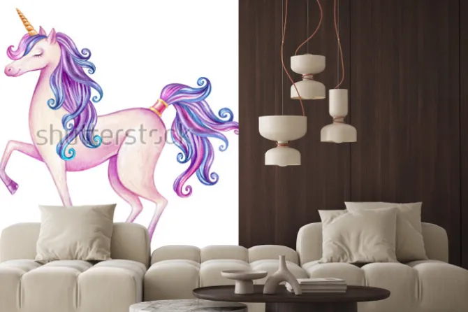 Naklejka: Jednorożec z fioletową grzywą