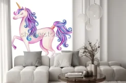 Naklejka: Jednorożec z fioletową grzywą