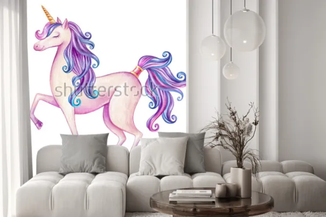 Naklejka: Jednorożec z fioletową grzywą